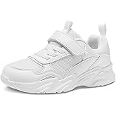 SOPMDH Unisex-Child White Tennis Shoes Breathable Sneakers for Boys Girls Lightweight Running Shoes Kids Toddler/Little Kid/Big Kid Gym Footwear