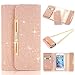 UnnFiko iPhone 6 Plus Wallet Case, LA GO GO Luxury Bling Crystal Rhinestone Glitter Handbag Leather Purse Flip Card Pouch Stand Cover Case for iPhone 6s Plus (iPhone 6 Plus/6s Plus, Rose Gold)