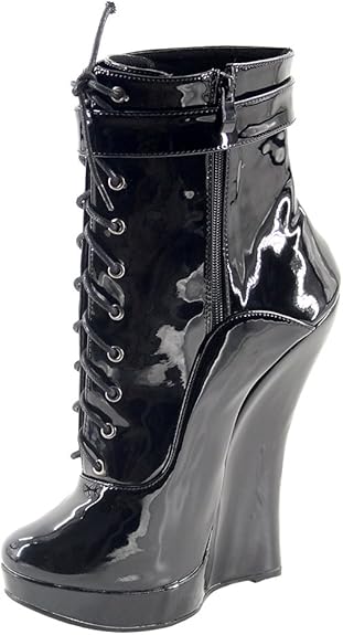 black patent wedge ankle boots