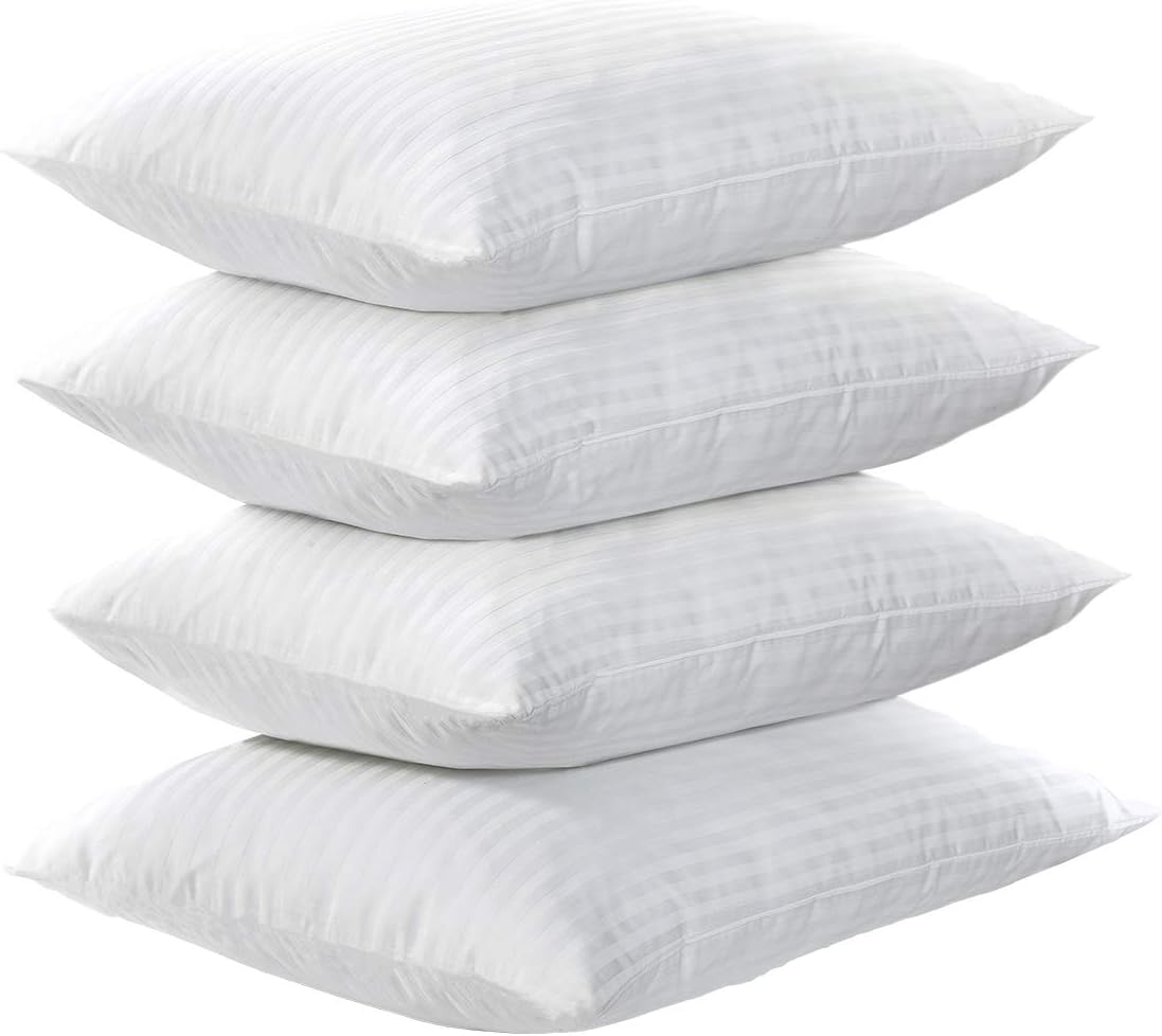 100% Cotton Sateen Set of 4 18"x18" Bedding Throw Pillows Insert cushions Bed & Couch Pillows White Washable Pillow Sham Down Alternative Polyester Fill Square Form Polyester (Pillow Insert, 18x18): Home & Kitchen
