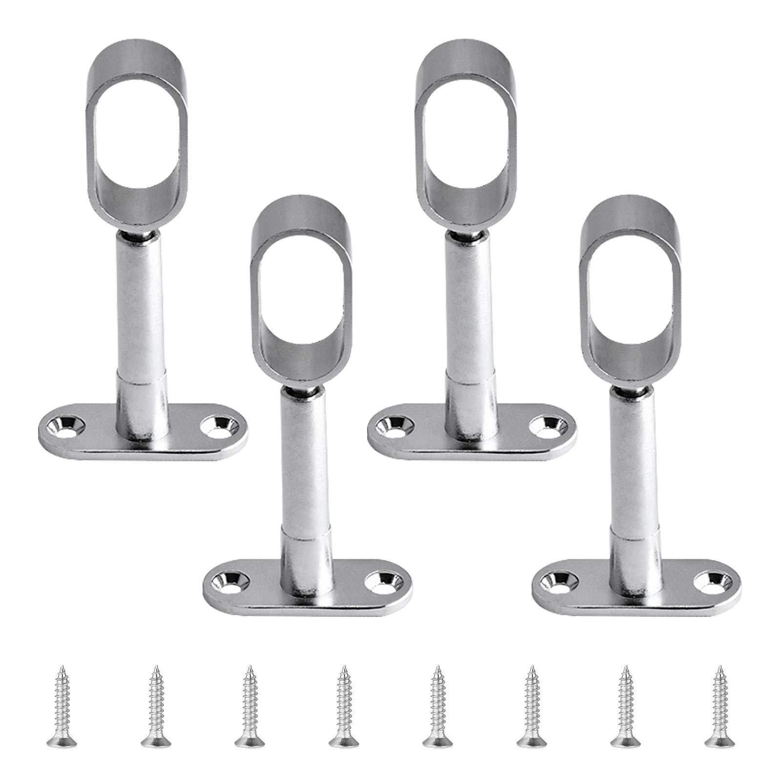 INCREWAY Closet Rod Support, 4Pcs Hollow Zinc Alloy Adjustable Oval Wardrobe Rail Rod End Bracket for Cabinet Wardrobe in Bedroom Bathroom