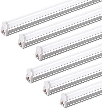 Pack Of 6 Barrina Led T5 Integrated Single Fixture 4ft 20lm 6500k Super Bright White w Utility Shop Light Ceiling And Under Cabinet Light Corded Electric With Built In On Off Switch