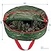 ZOBER Christmas Wreath Storage Container - 30 Inch Wreath Bag for Artificial Wreaths - Dual Zippered Wreath Storage W/Strong, Durable Handles - Green