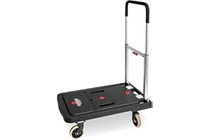 Magna Cart Folding Platform Cart, 4-Wheel Rolling Utility Dolly, 300 lb Load Capacity - Portable Transport Trolley with Telescoping Handle for Boxes, Crates, Groceries, Supplies & Equipment