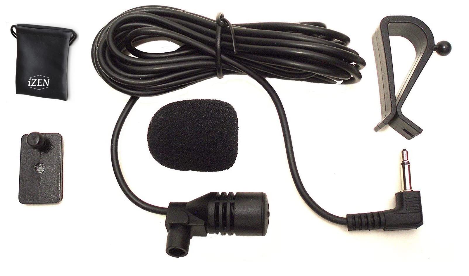 iZEN Car Microphone 3.5mm External Mic with 3m Cable - Plug Play Voice Assembly for Vehicle Bluetooth Stereo Radio DVD GPS Head Units Hands-Free Calling