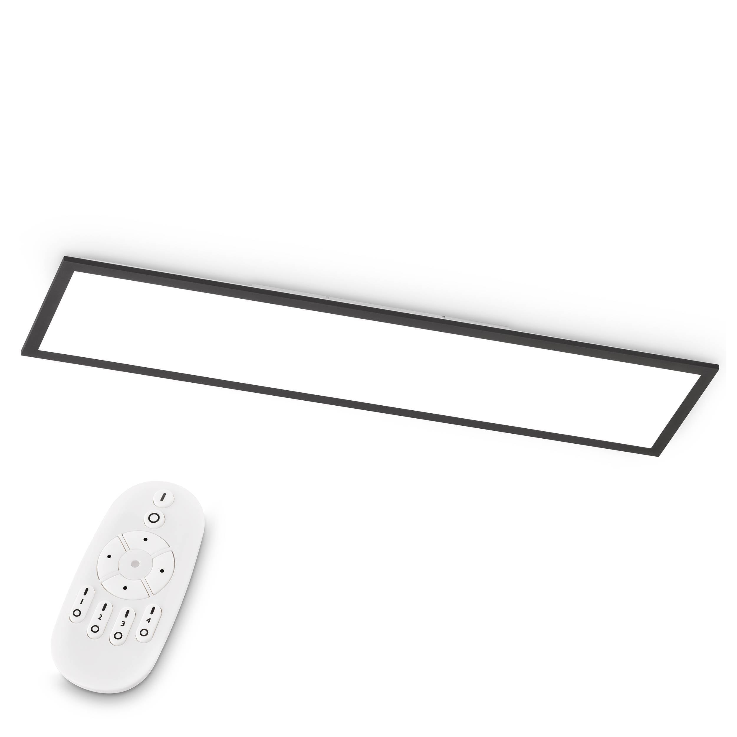 EGLO LED Ceiling Lamp Bottazzo,100x25 cm (39.3" x 9.8"), Ultra Flat Panel made of Aluminium and Plastic in Black, Dimmable with Remote Control, Colour Temperature Change (Warm White – Cold White)