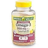 Spring Valley Omega-3 500 mg from Fish Oil, Heart Health, Lemon,120 Softgels