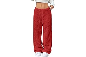 Plush Pajama Pants Winter Warm Fleece Pj Bottoms Comfy Fuzzy Lounge Pants Soft Fluffy Pajamas for Sleeping