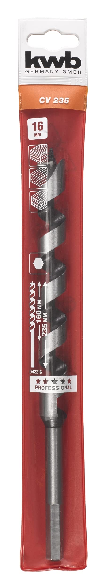 kwb 14mm Snake Drill Bit for Precision Woodworking, Self-Feeding Thread, Industry Grade Quality
