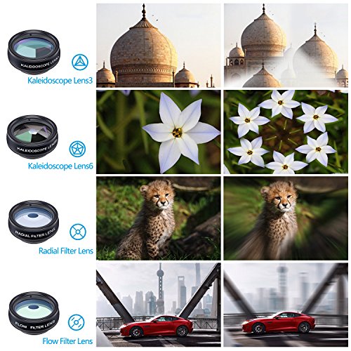10 in 1 Camera Lens Kit by Ailuki,Wide Angle Lens&Macro Lens+Fisheye Lens+Telephoto Lens+CPL/Flow/Radial/Star Filter+Kaleidoscope, Selfie Remote Control+Tripod for iPhone Samsung Galaxy Huawei - Thumbnail 4