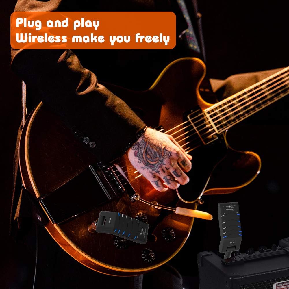 Getaria Wireless Guitar System Double Track Stereo Wireless Guitar Transmitter and Receiver 5 Channels Electric Guitar Bass Keyboard: Home Audio & Theater