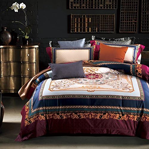 Papa&amp;Mima European Royal Court Duvet Cover Set Flat Sheet Pillow Cases 1000TC Soft Egyptian Cotton Fabric 4Pcs King Size 220x240cm Bedding Sets