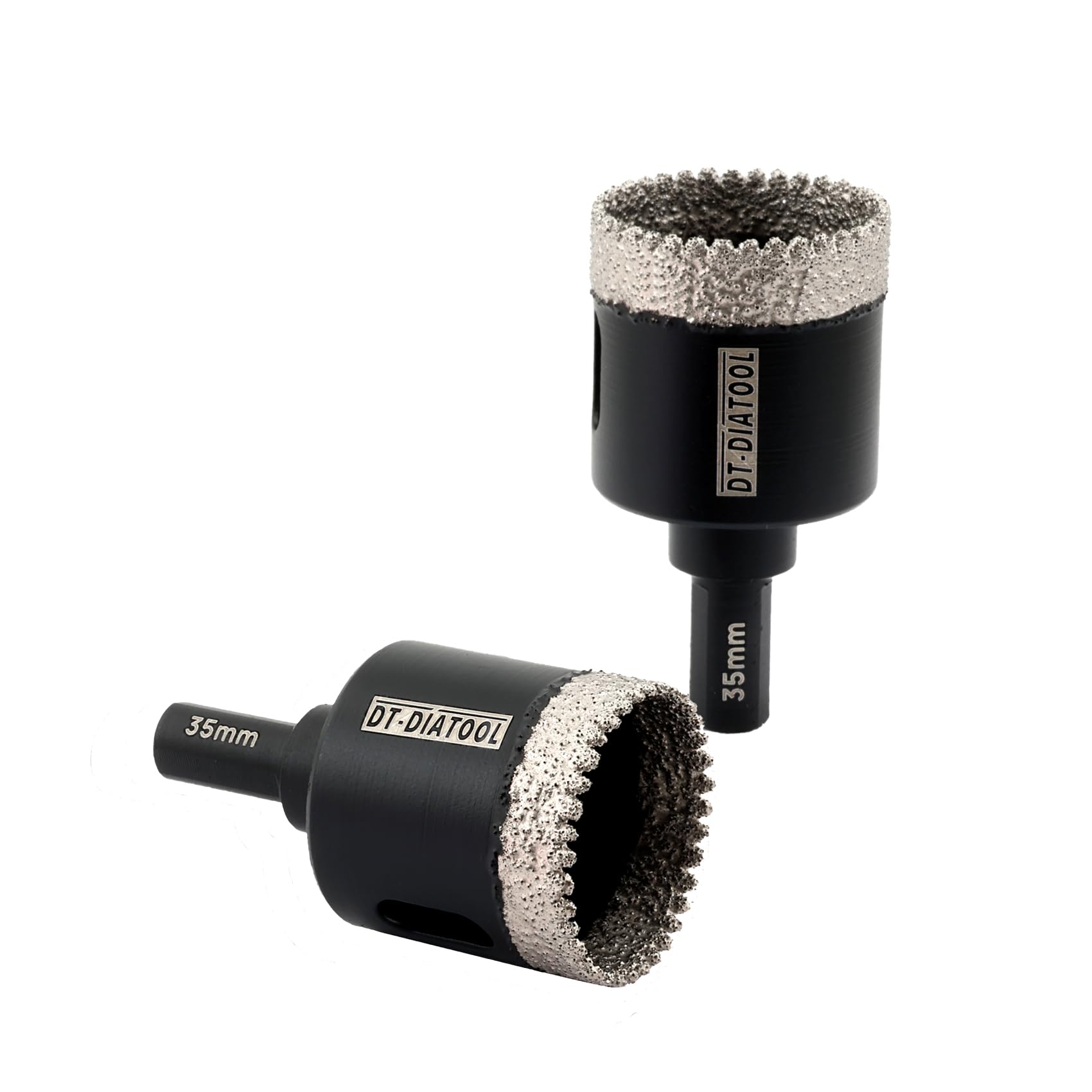 DT-DIATOOL Diamond Core Drill Bit 35mm, 2-Pack Diamond Hole Saw with Triangle Shank for Porcelain Tile Ceramic Tile Marble Granite