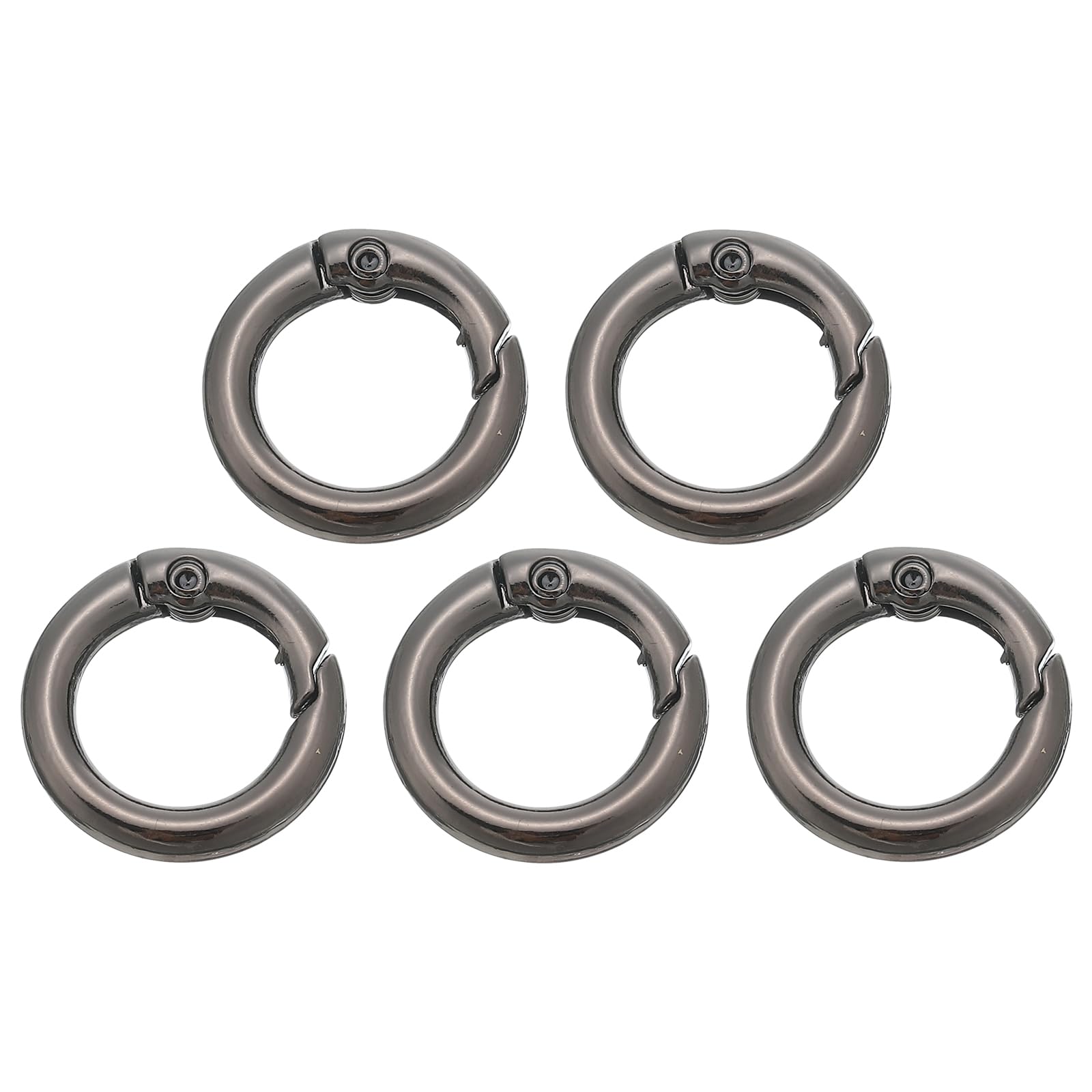 PATIKIL 13mm Spring O Ring Round Snap Clip, 5 Pcs Circle Trigger Keyrings Buckle Zinc Alloy Small Clamp Clasp for Purse Handbag, Gray