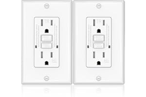 OMEENET GFCI Outlet, Tamper-Resistant, Self Test GFI Receptacle with 2 LED Indicator, 15 Amp, White (2 Pack)