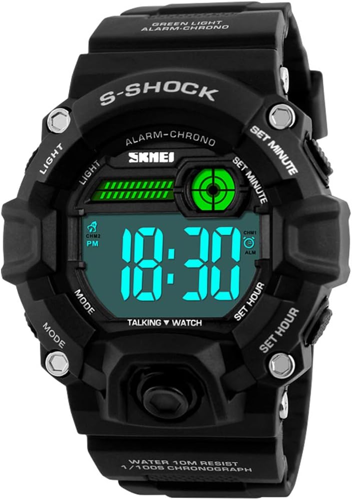 Mens Talking Watches Music Alarm Chime Snooze Luminous Sports Quartz Watch for The Blind