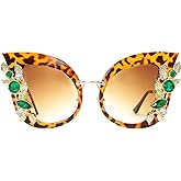 Slocyclub Jeweled Sunglasses, Funky Butterfly Shaped Sunglasses, Oversized Rhinestone Sunglasses for Women