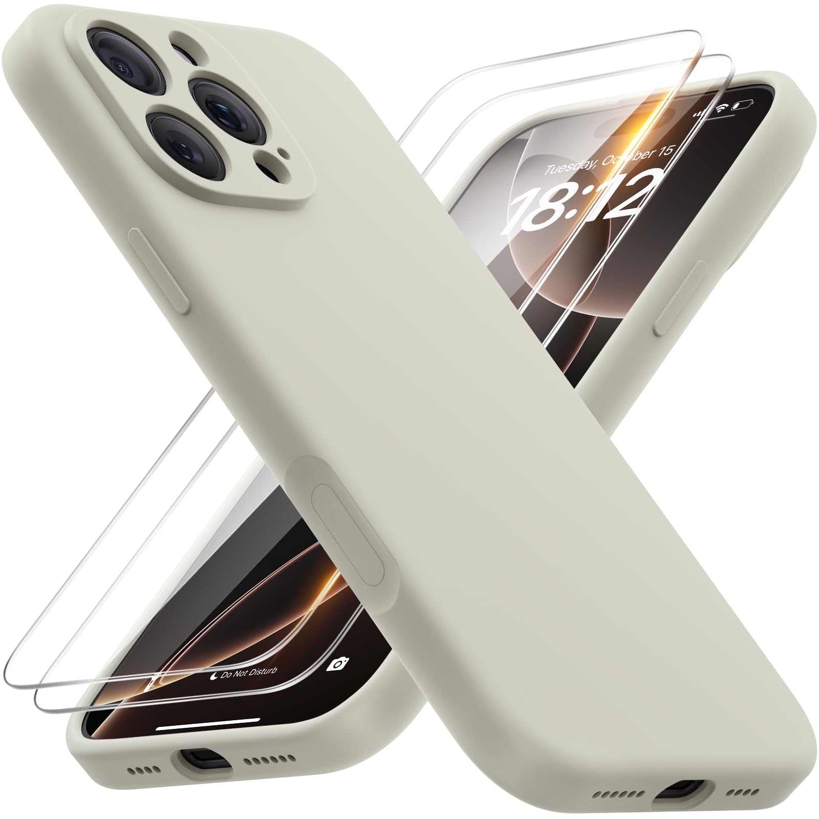FlyReal Magnetic for iPhone 16 Pro Case, Compatible with MagSafe, (Integrated Silicone Camera Control Button) (Camera Protection) + Screen Protectors, Microfiber Lining Case 6.3", Stone