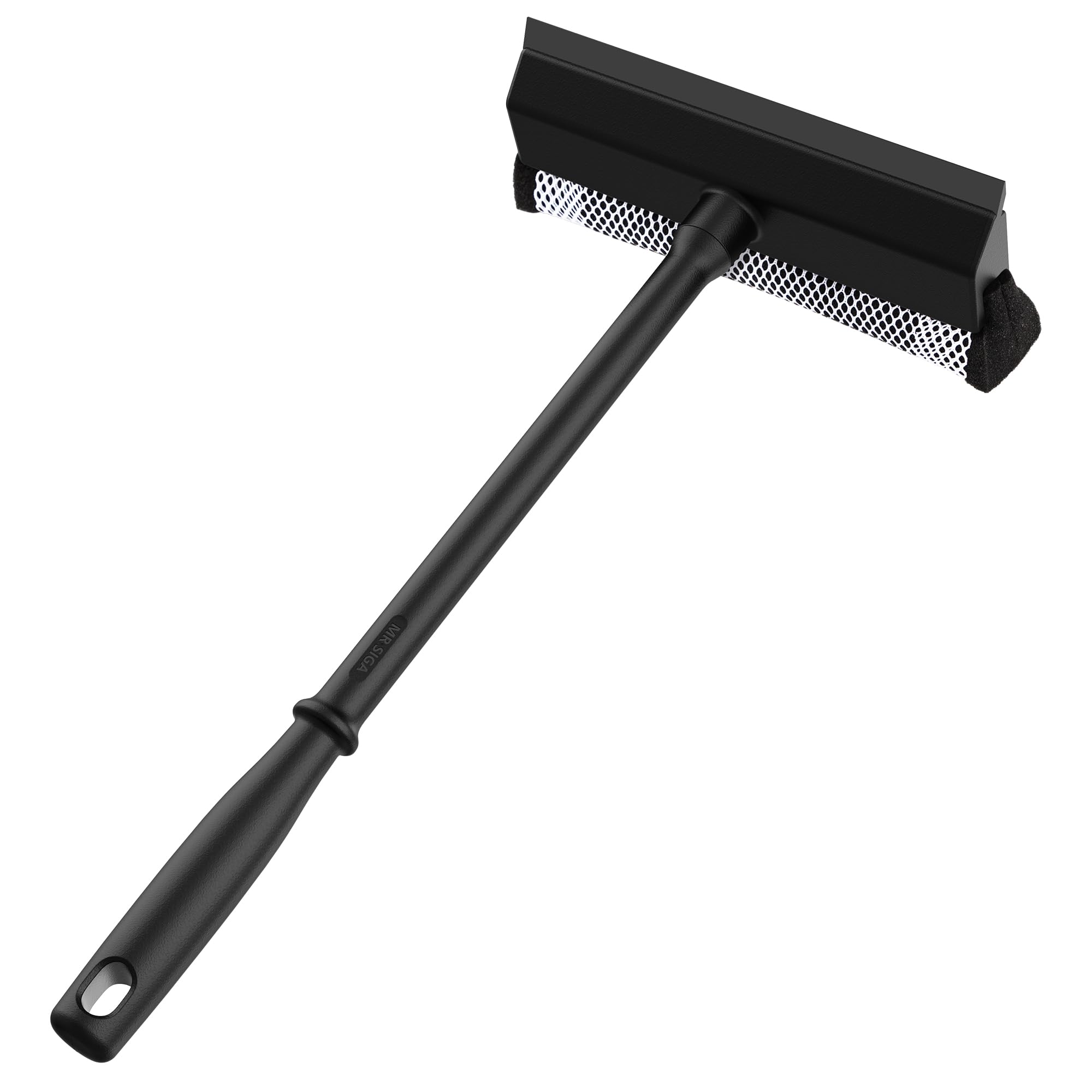 MR.SIGA Professional Squeegee for Car Windshield Washing, Shower Door Squeegee with Handle, 2 in 1 Window Cleaning Window Washing Sponge, Black