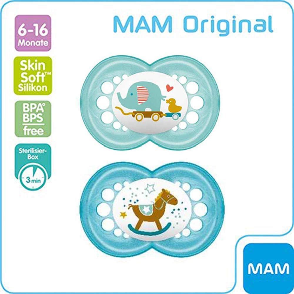 MAM Original Dummy Skin Soft 6-16 Set of 6 Including 3 Sterilised Transport Boxes Includes MAM Clip It Fashion & Cover Dummy Strap with Suction Protection - Image 4