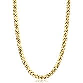 Jewlpire Silver/Black/Gold Chain for Men, Cuban Link Chain Necklace for Men Women, 4mm/6mm Mens Necklace 18K Gold Plated/316L Stainless Steel Mens Chains Necklaces 18/20/22/24/26 Inch