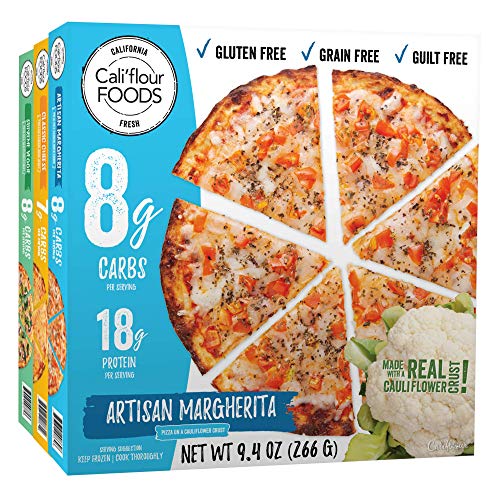 Cali'flour Foods Frozen Pizza (Variety Pack, 3 Pizzas) - Fresh Cauliflower Base | Low Carb, Gluten and Grain Free | Keto Friendly - Thumbnail 7