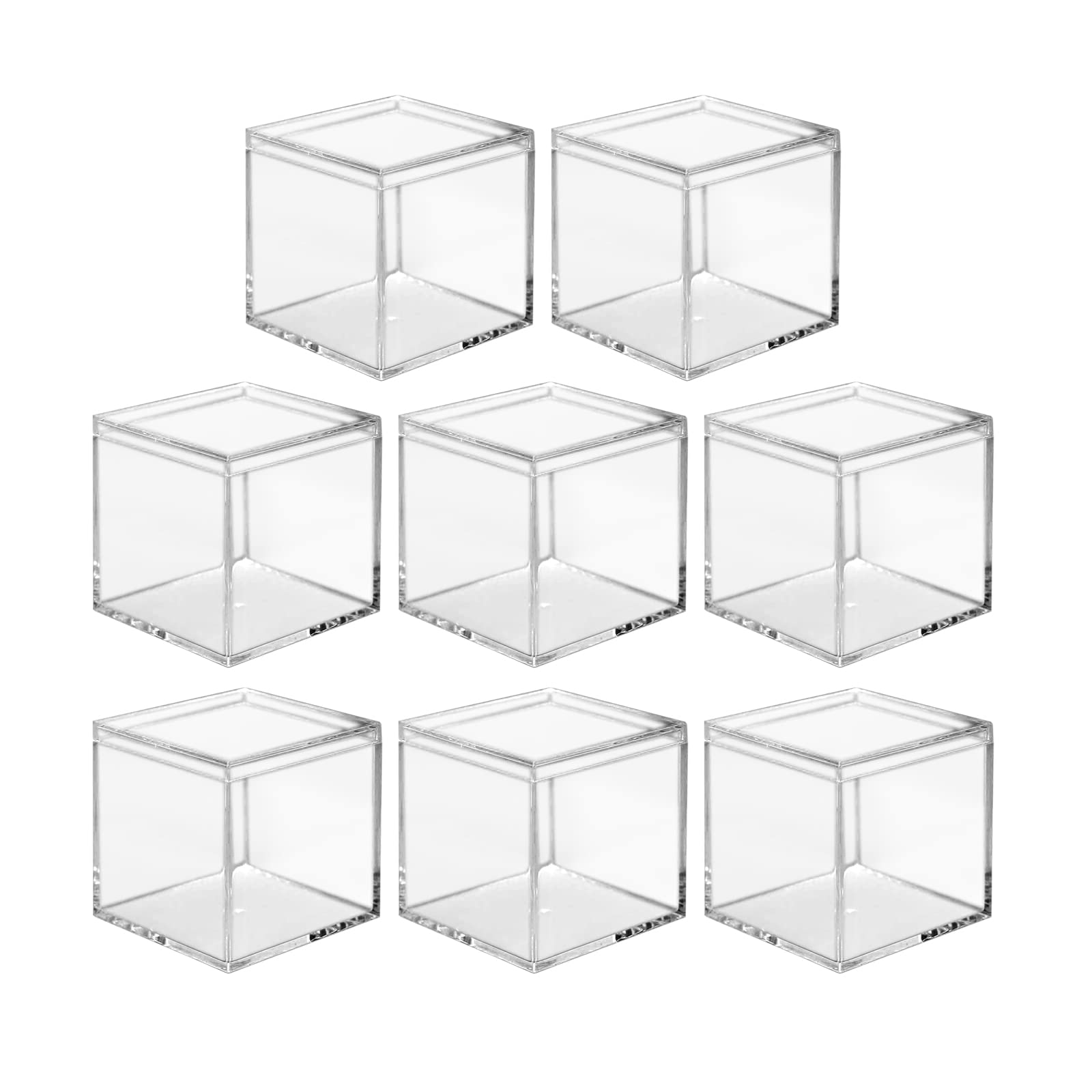 Lomgwumy Acrylic Box with Lid Small, Durable, Pack of 8, with Lid, Acrylic Square Container is Suitable for Storing Candy, Small Accessories, Cosmetics (2.2inch)