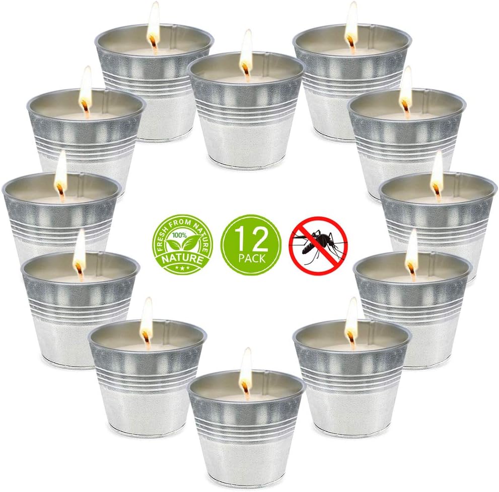 12 Pack Small Bucket Citronella Candles Outdoor and Indoor
