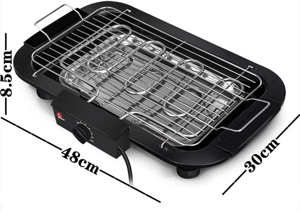 review litthb Multifunctional Grill, Electric Grill, Two Heating Tubes, Intelligent Constant Temperature, smokeless, six Gears, Suitable for Outdoor Indoor Black Electric Grill