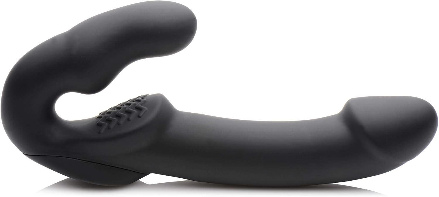 Evoke Rechargeable Vibrating Silicone Strapless Strap On- Black