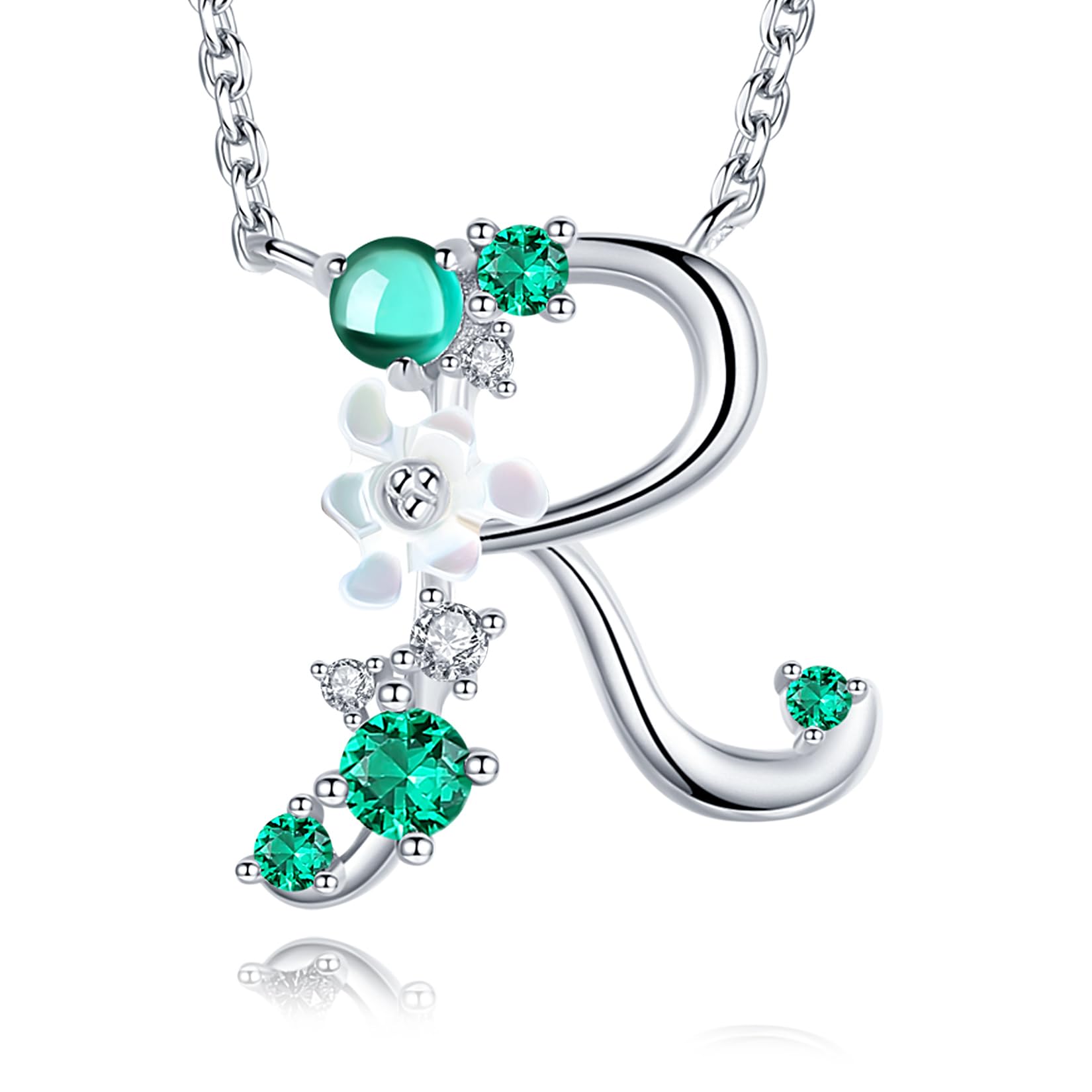 VIKI LYNN Letter R Initial Necklace 925 Sterling Silver Cubic Zirconia Personalised Alphabet Charm Pendant Necklace for Girls โ image 1