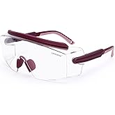 UKNOW Safety Goggles Over Glasses, Anti Fog Safety Glasses with Clear Wraparound Lens, ANSI Z87.1 Protective Eyewear