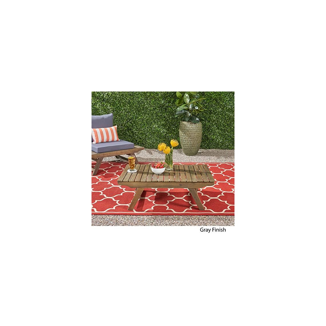 Christopher Knight Home Kailee Outdoor Wooden Coffee Table, Gray Finish