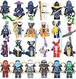 UPSTONE 24 Pieces Ninjas Minifigures, Ninjas Fighting with Weapons Set Building Blocks Action Figures Toy, Kids Gift ztot