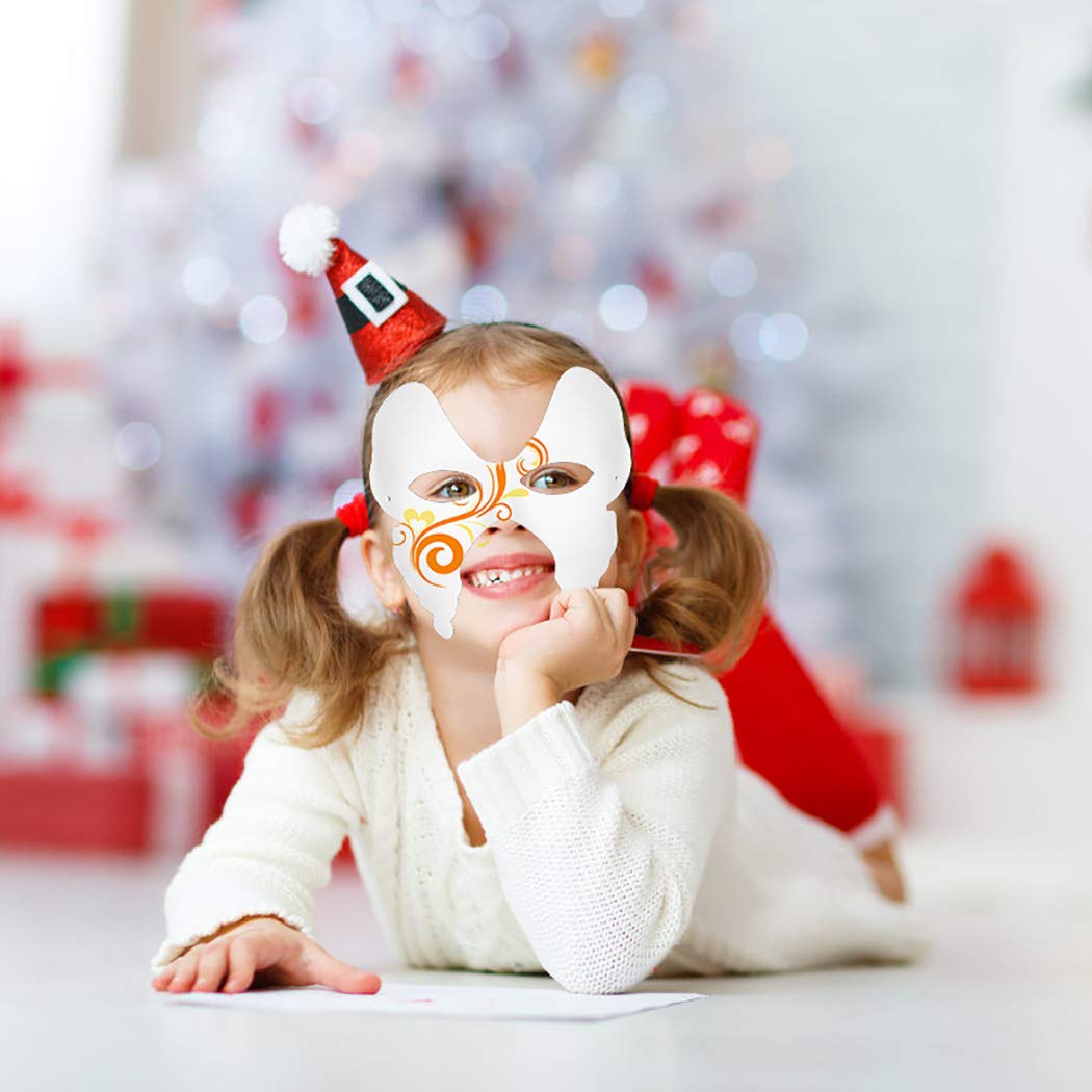 ZOYLINK White Mask, 12pcs Halloween Half Face Mask White Paper Mask DIY Mask Dance Cosplay Party Masquerade White Face Mask Halloween Masked for masquerade mardi gras fashion shows costume party