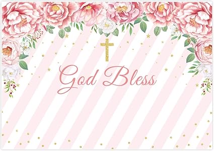 Allenjoy Sfondo Per Battesimo Motivo A Righe Rosa Motivo Floreale Per La Prima Comunione Compleanno Battesimo Festa Di Compleanno Festa Di Battesimo Decorazione Per La Tavola Del Neonato Amazon It Elettronica