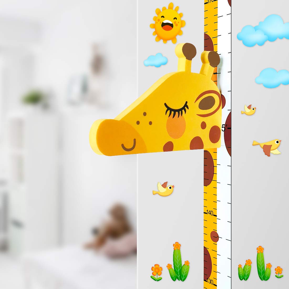 DUOUPA Height Chart for Kids, Height Measure for Kids Room Wall Decoration, 3D Movable Giraffe Growth Chart, Height Chart for Nursery, Children's Hospital, Wall Decor