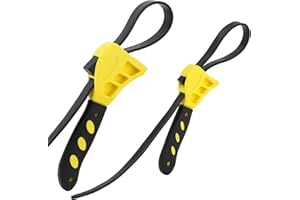 QWORK Strap Wrench Set, 2 Piece Adjustable Rubber 24" & 19.7" Reinforced Belts, Jar Opener for Weak Hands