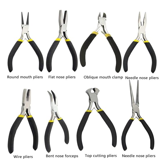 Generic Jewellery Making Beading Mini Pliers Tools Kit Set Round Flat Long Nose (Multicolour)