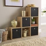 Home Source Step Style Storage 6 Cube Bookcase Oak Effect 90cm Wide view 4