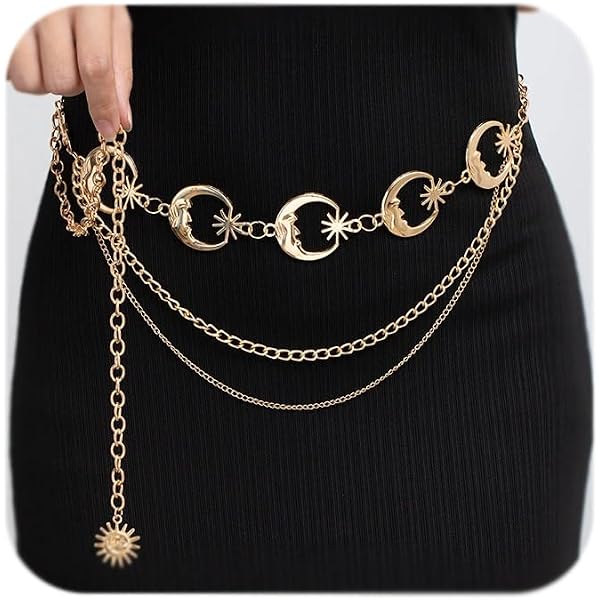 Eye catching bead & chain belt, 4 bead strands with gold buckles, dangling chain Amazon.com: Deal Fashionista Gorgeous GOLD Tone 4 Strands  main image 4