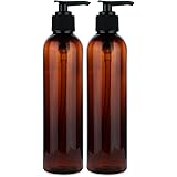 BRIGHTFROM Lotion Pump Bottles, Empty 8 OZ, BPA-Free Refillable Plastic Containers, Amber with Black Dispenser for - Soap, Sh