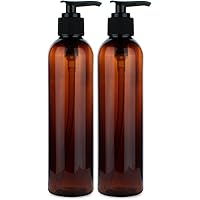 BRIGHTFROM Lotion Pump Bottles, Empty 8 OZ, BPA-Free Refillable Plastic Containers, Amber with Black Dispenser for - Soap, Sh