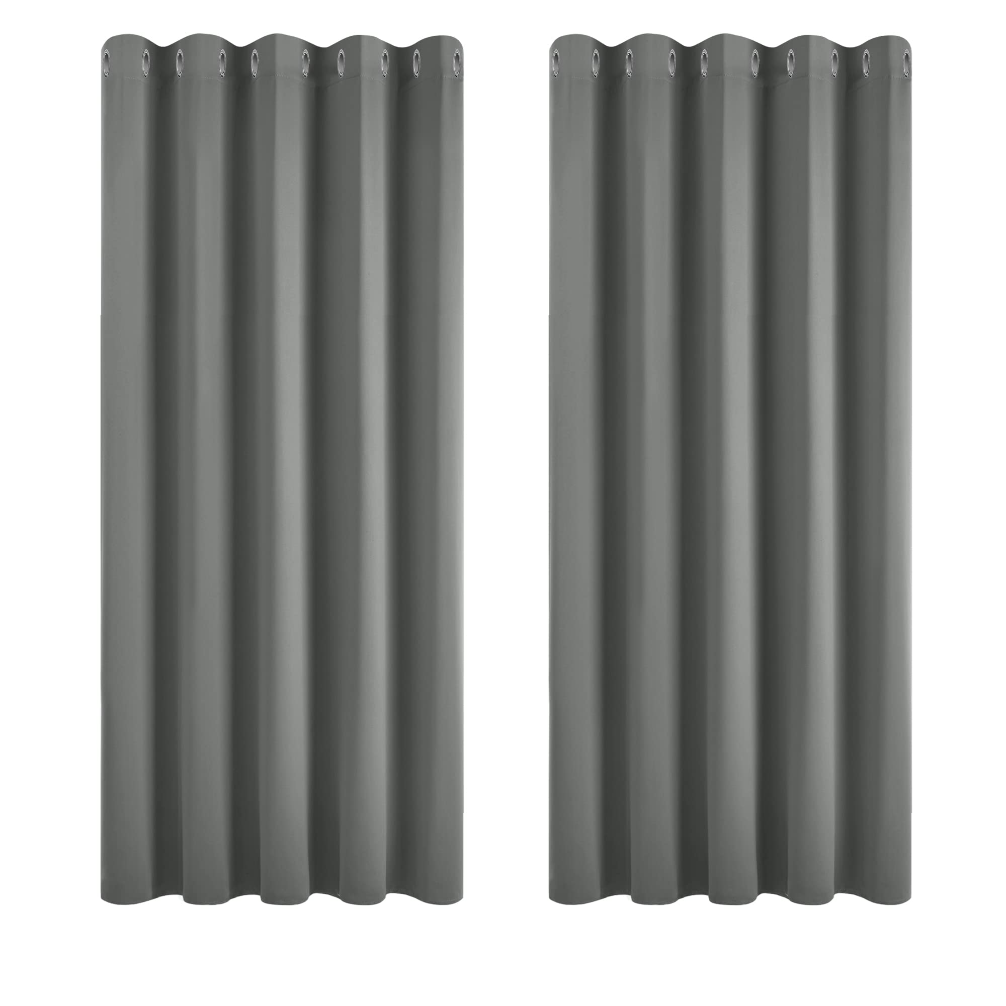 Deconovo Blackout Curtains Super Soft Thermal Insulated Curtains Blackout Eyelet Blackout Curtains for Bedroom 66 x 63 Inch Light Grey 2 Panels