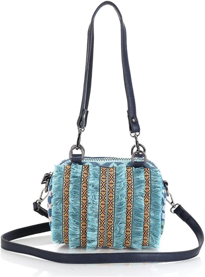 Crossbody Purse Shoulder Bag For Women Light Blue Bohemian Backpack
