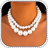 Kesvb Chunky Pearl Choker Necklace White Big Pearl Necklaces Bridal Wedding Jewelry for Women