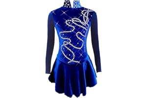 LIUHUO Ice Figure Skating Dress Girls Blue Velvet Skirts Children Dance Costumes Kids
