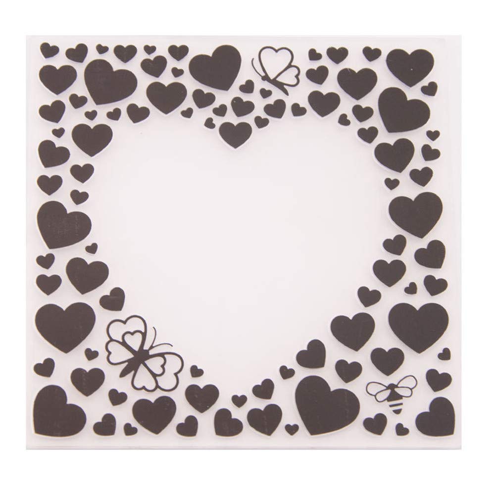 arriettycraft Heart Shape Lots of Love Hearts Plastic Embossing Folder for Scrapbook DIY Album Card Tool Plastic Template Folders