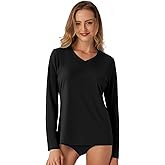 SG Edge Women's Standard V-Neck UPF 50+ Long Sleeve Swim Rash Guard Shirt Quick Dry Lightweight Moisture Wicking