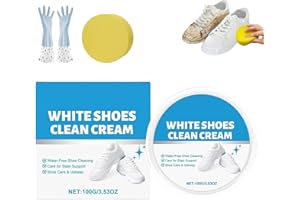 Gentle No-Rinse Shoe Cleaner & Whitening Cream, Multipurpose White Shoe Cleaner Cream, No-Wash Cleaning Paste with Sponge